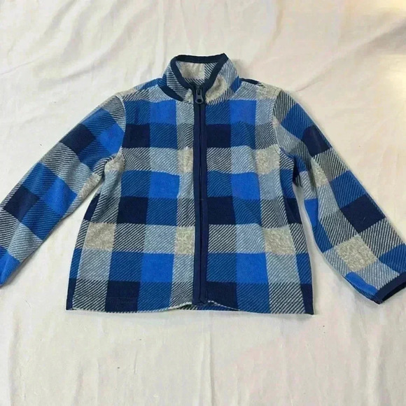 OshKosh B'gosh - full zip lightweight plaid fleece jacket.  Size 2T - Picture 1 of 4